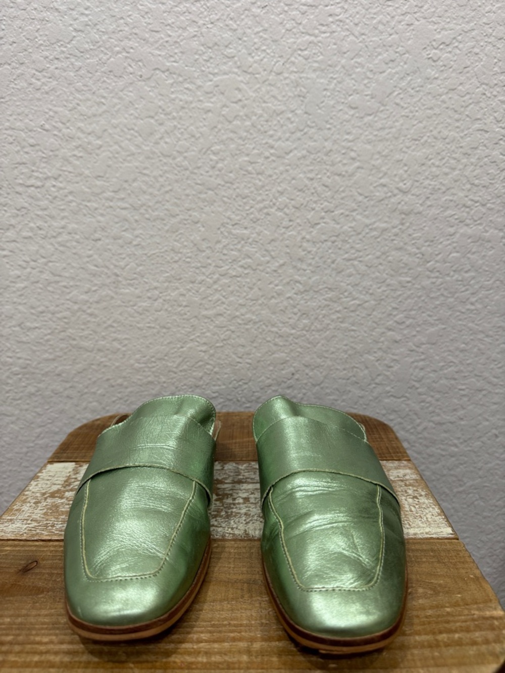 Free People At Ease Loafer Mule Metallic Green Size 38 / 8 - Picture 5 of 8